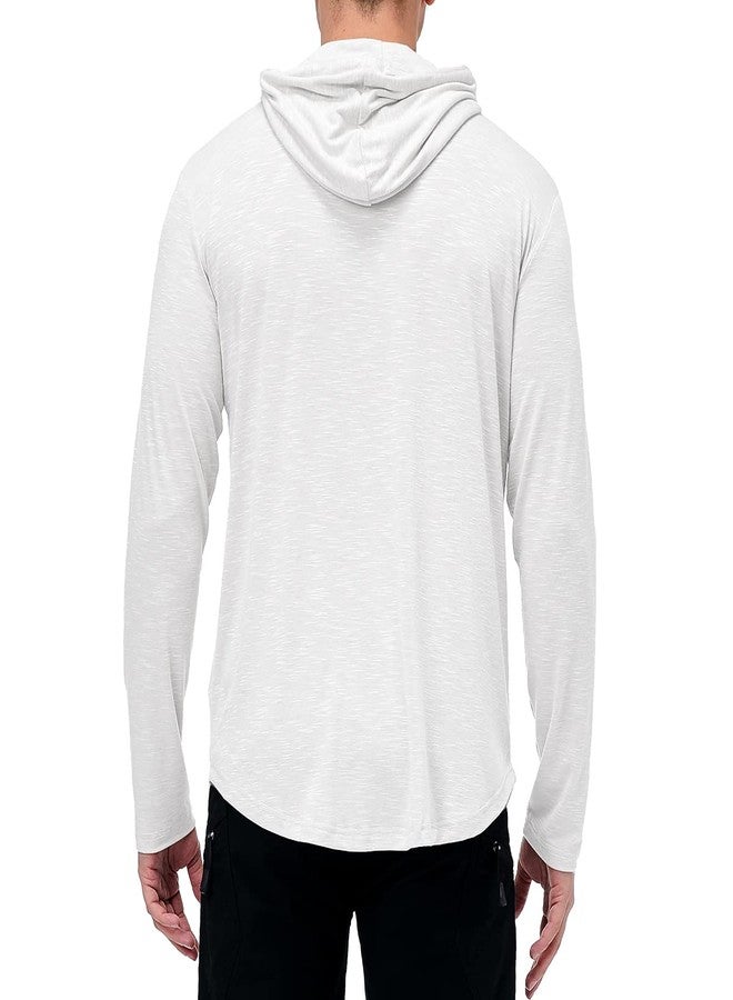 MANSDOUR Men's Athletic Hooded Shirts Long Sleeve Workout Sport Hoodie Casual Running Pullover Top Lightweight Golf Shirts Fashion Active Gym Sweatshirt White - Image 5
